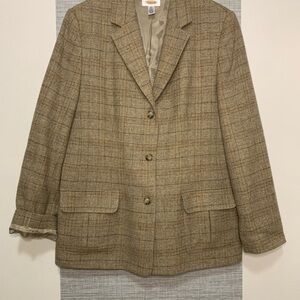 Talbots Classic Tan Plaid Women's Blazer P2P 20.5” Sz 14